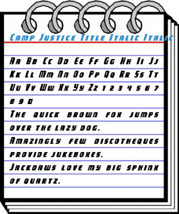 Camp Justice Title Italic Italic Font