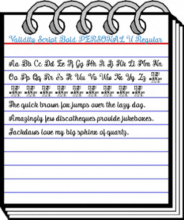 Validity Script Bold PERSONAL U Regular Font