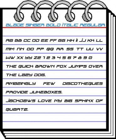 Blade Singer Bold Italic Regular Font