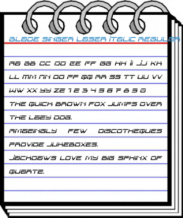 Blade Singer Laser Italic Regular Font