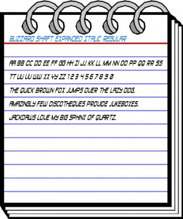 Blizzard Shaft Expanded Italic Regular Font