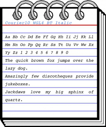 Courier10 WGL4 BT Italic Font