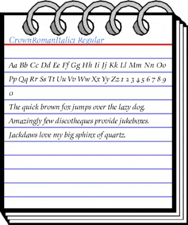 CrownRomanItalic1 Regular Font
