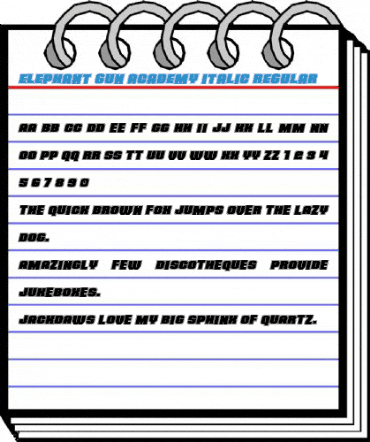 Elephant Gun Academy Italic Regular Font