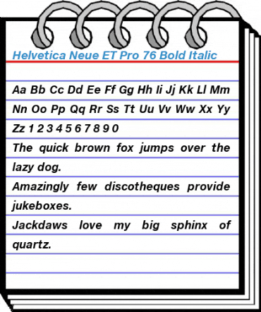 Helvetica Neue ET Pro 76 Bold Italic Font