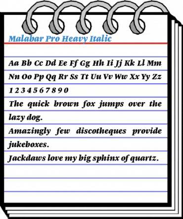 Malabar Pro Heavy Italic Font