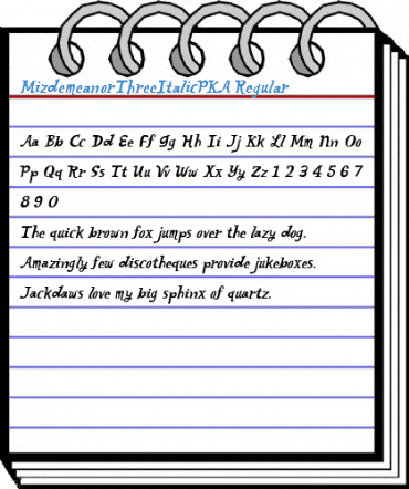 MizdemeanorThreeItalicPKA Regular Font