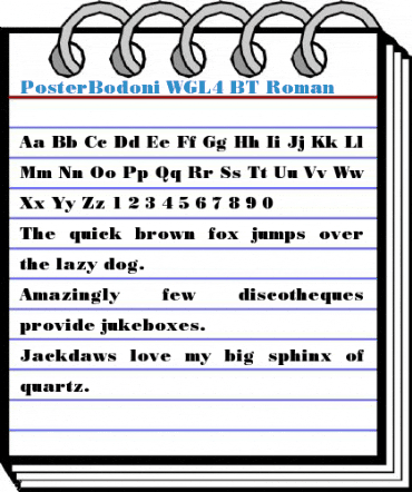 PosterBodoni WGL4 BT Roman Font