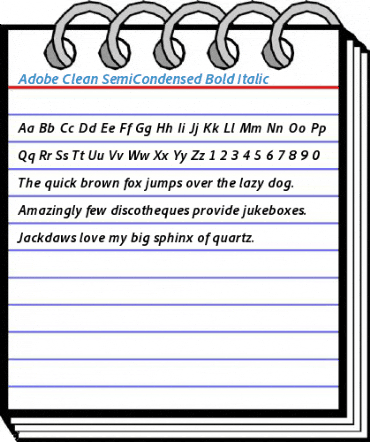 Adobe Clean SemiCondensed Bold Italic Font