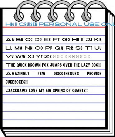 High Cruiser PERSONAL USE ONLY Font