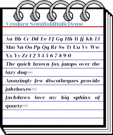 Vendura SemiBoldItalicDemo Font