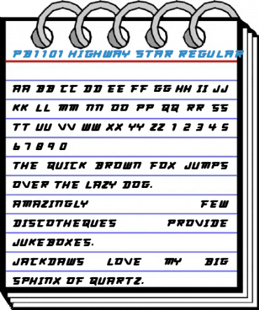 PB1101 HIGHWAY STAR Regular Font
