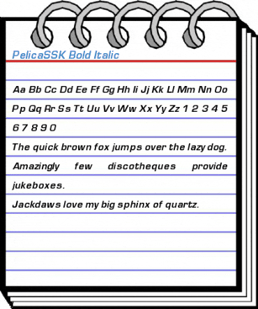 PelicaSSK Bold Italic Font
