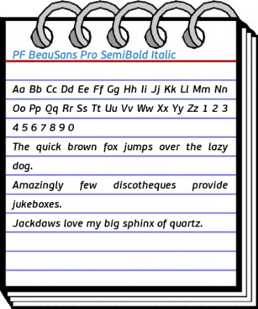 PF BeauSans Pro SemiBold Italic Font