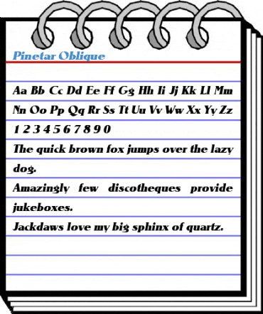 Pinetar Oblique Font
