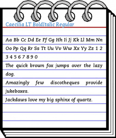 Caecilia LT BoldItalic Regular Font