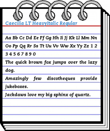 Caecilia LT HeavyItalic Regular Font