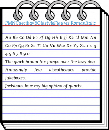 PMNCaecilia56OldstyleFigures RomanItalic Font