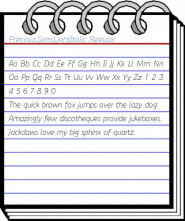 PreciousSansLightItalic Regular Font