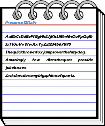 Presence 12 Italic Font