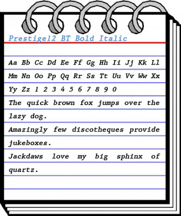 Prestige12 BT Bold Italic Font