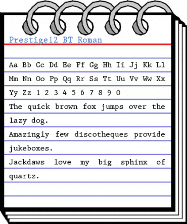 Prestige12 BT Roman Font