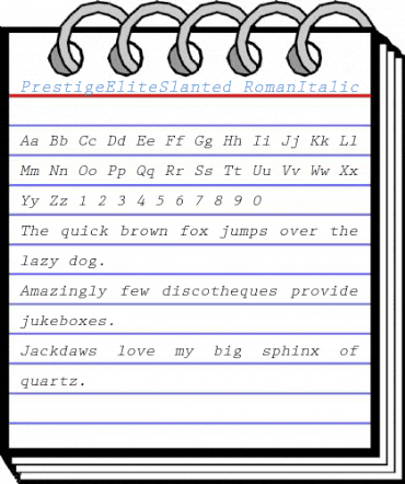 PrestigeEliteSlanted RomanItalic Font