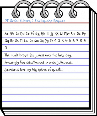 PT Script (Unreg.) Earthquake Regular Font