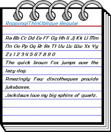 RoppongiThinOblique Regular Font