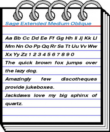 Sage Extended Medium Oblique Font