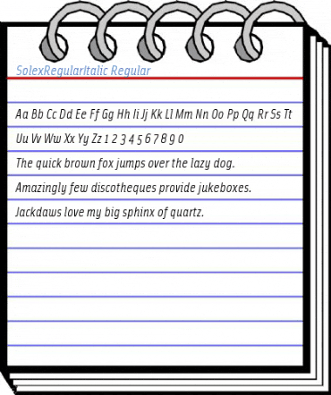 SolexRegularItalic Regular Font