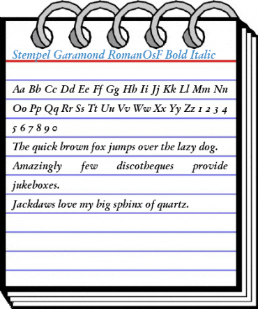 Stempel Garamond RomanOsF Bold Italic Font