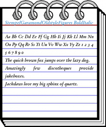 StempelGaramondOldstyleFigures BoldItalic Font