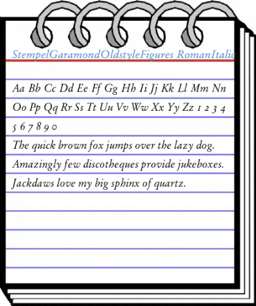 StempelGaramondOldstyleFigures RomanItalic Font