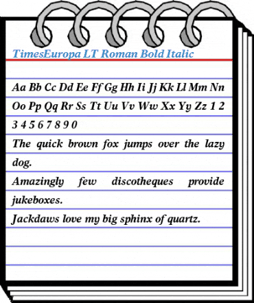 TimesEuropa LT Roman Bold Italic Font