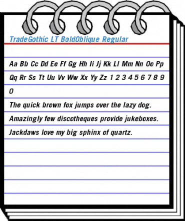 TradeGothic LT BoldOblique Regular Font