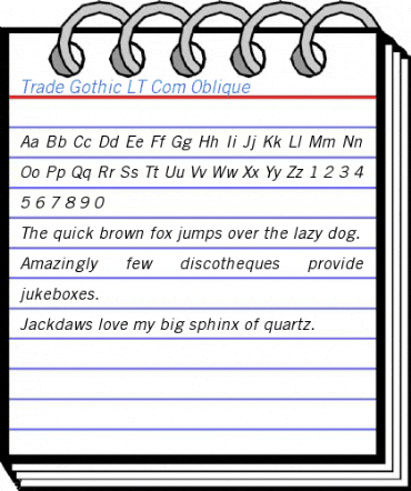 Trade Gothic LT Com Oblique Font