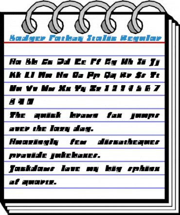Badger Fatboy Italic Regular Font