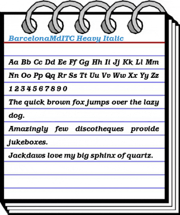 BarcelonaMdITC Heavy Italic Font