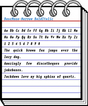 BaseMono-Narrow BoldItalic Font