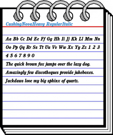 CushingNovaHeavy RegularItalic Font