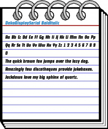 DekoDisplaySerial Font