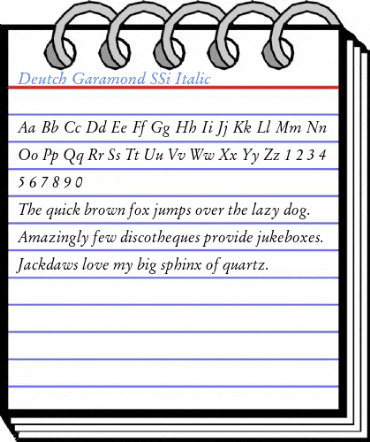 Deutch Garamond SSi Italic Font