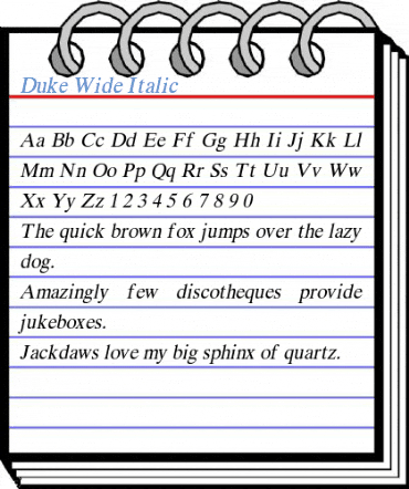 Duke Wide Italic Font