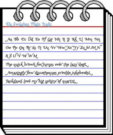 Ela Swashes Plain Italic Font