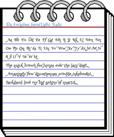 Ela Swashes SemiLight Italic Font