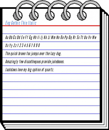 Eng Gothic Thin Italic Font