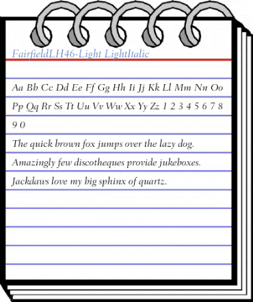 FairfieldLH46-Light LightItalic Font