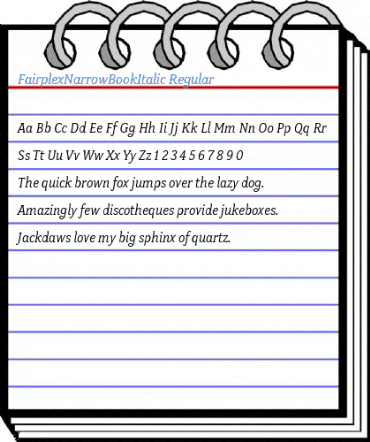FairplexNarrowBookItalic Regular Font
