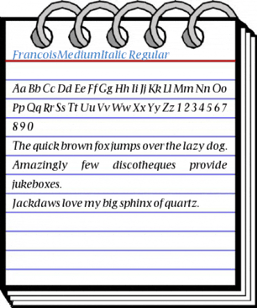 FrancoisMediumItalic Regular Font